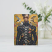 Het modieuze Man met vogeltjes Briefkaart (Staand voorkant)
