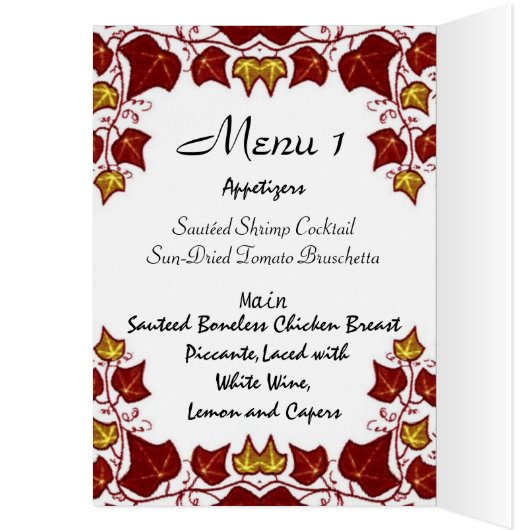 Het modieuze Menu van het Huwelijk (Binnen (Links))