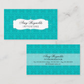 Het modieuze Turkoois van het Damast Visitekaartje (Voorkant / Achterkant)