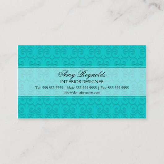 Het modieuze Turkoois van het Damast Visitekaartje (Achterkant)