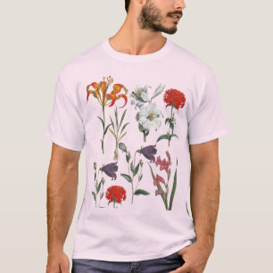 HET MODIEUZE VINTAGE BLOEMENONTWERP VAN HET T-SHIRT