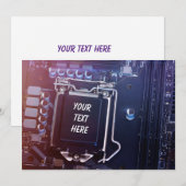 Het moederbord van de computer met tekst op cpu feestdagenkaart (Voorkant / Achterkant)