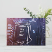 Het moederbord van de computer met tekst op cpu feestdagenkaart (Staand voorkant)