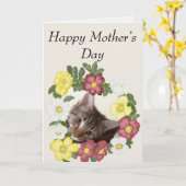 Het Moederdag van de Slinger van het katje en van Kaart (Gele Bloem)