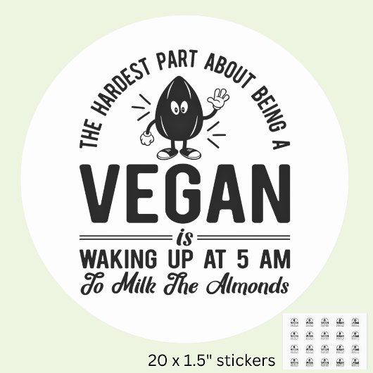 Het moeilijkste deel Vegan, Melk de Almonden, Funn Ronde Sticker