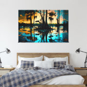 Het moeras, Louisiana Art, Louisiana, New Orleans Canvas Afdruk (Insitu (Slaapkamer))