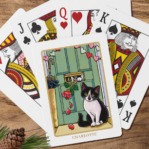 Het moet liefde Schattigee Cat Custom Name zijn Pokerkaarten