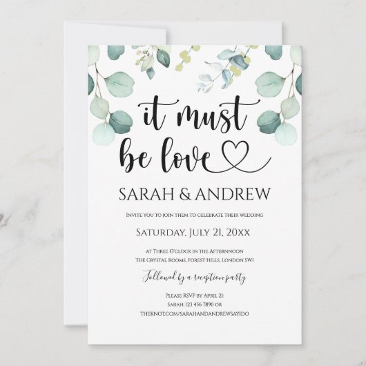Het moet Love Heart Wedding Invitations Party Re z Kaart (Voorkant)