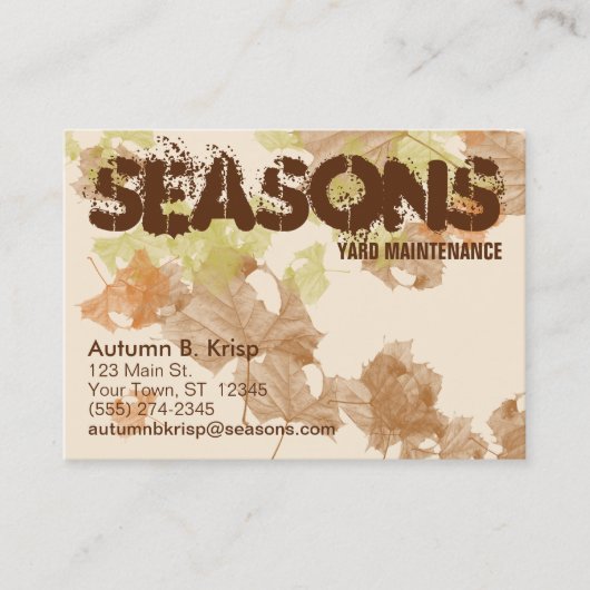 het MOLLIGE VISITEKAARTJE "van herfstbladeren" (Voorkant)