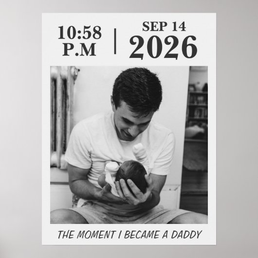 Het moment dat ik vader werd, persoonlijke geboort poster (Voorkant)