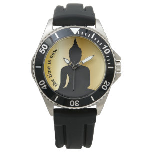 "Het moment is nu aangebroken", een zittend Boeddh Horloge