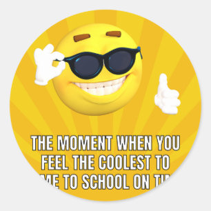 Het moment waarop je je het coolst voelt Emoji Mem Ronde Sticker