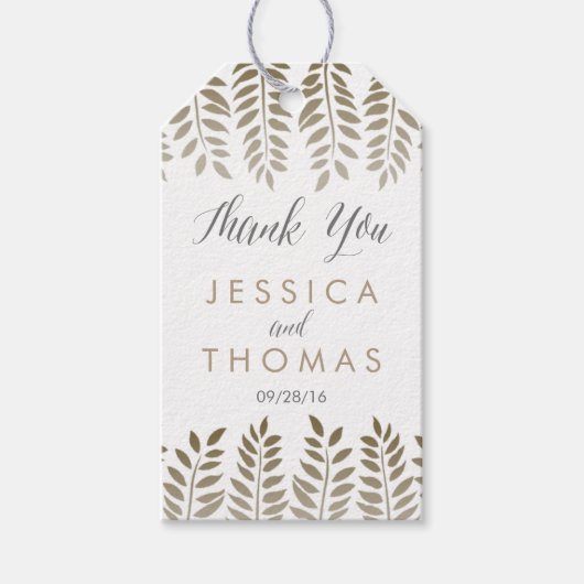 Het Monochrome Fern Woodland Wedding Collectie Cadeaulabel (Voorkant)