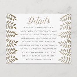 Het Monochrome Fern Woodland Wedding Collectie Informatiekaartje