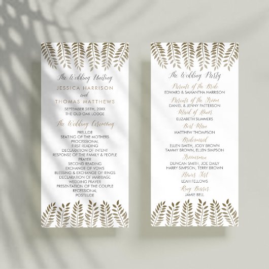 Het Monochrome Fern Woodland Wedding Collectie Programmakaart