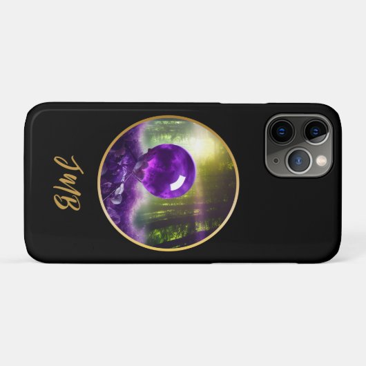 Het monogram Amethyst Orb Fantasy Case-Mate iPhone Case (Achterkant (horizontaal))