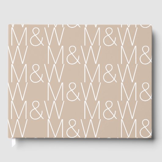 Het monogram beige witte Initialen van onze koppel Gastenboek (Voorkant)