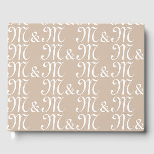 Het monogram beige witte Initialen van onze koppel Gastenboek