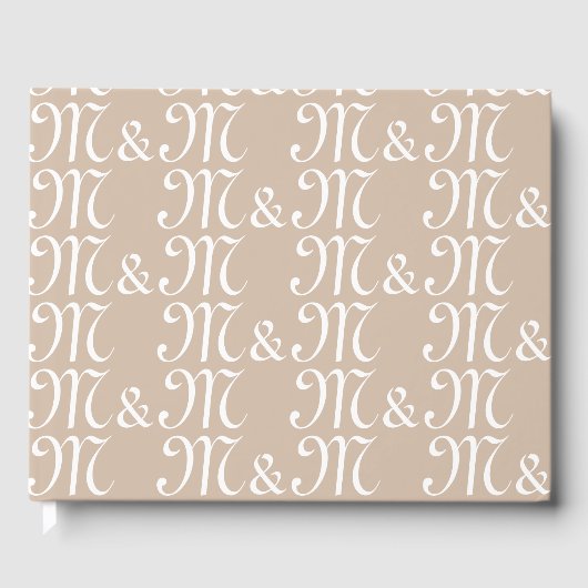 Het monogram beige witte Initialen van onze koppel Gastenboek (Voorkant)
