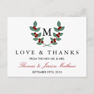 Het Monogram Berry Struik Wedding Collectie Briefkaart