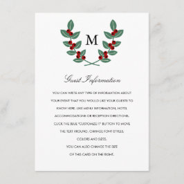 Het Monogram Berry Struik Wedding Collectie - Info Informatiekaartje
