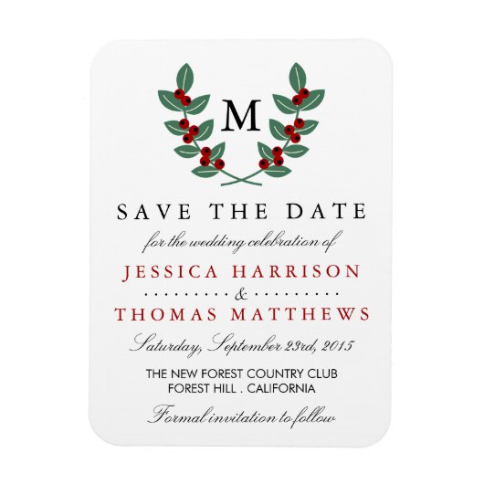 Het Monogram Berry Struik Wedding Collectie Magneet (Verticaal)