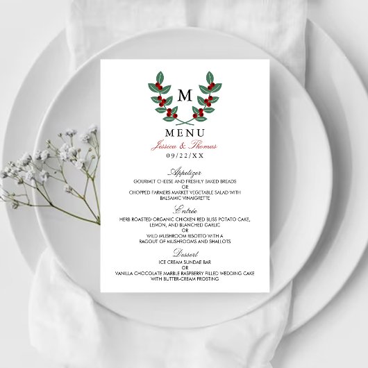 Het Monogram Berry Struik Wedding Collectie - Menu