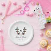 Het Monogram Berry Struik Wedding Collectie Papieren Bordje (Feest)