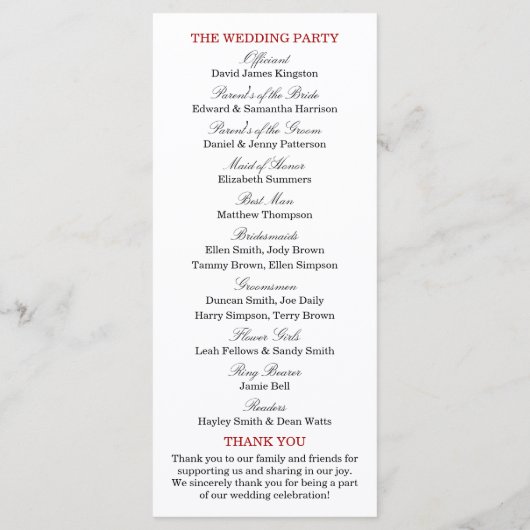 Het Monogram Berry Struik Wedding Collectie Programmakaart (Achterkant)