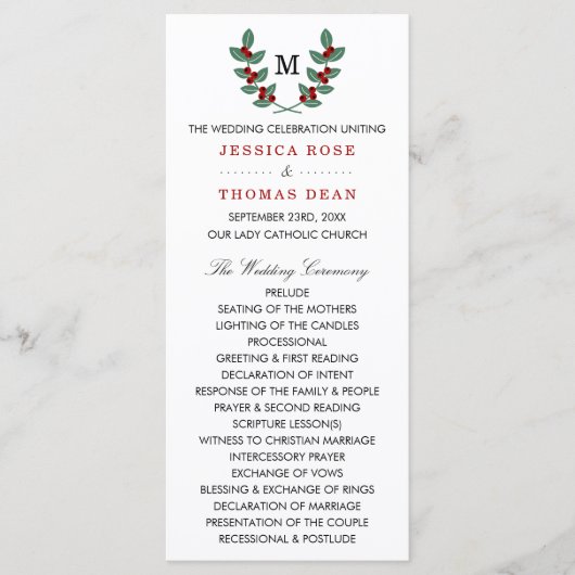 Het Monogram Berry Struik Wedding Collectie Programmakaart (Voorkant)