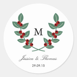 Het Monogram Berry Struik Wedding Collectie Ronde Sticker
