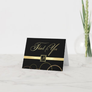 Het monogram dankt u Kaarten - Zwarte en Goud