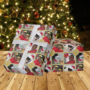Het Monogram Gouden Zilveren Creëer van Kerstmis Cadeaupapier