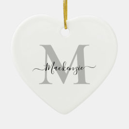 Het monogram Initiaal Naam Hartstuk personaliseren Keramisch Ornament