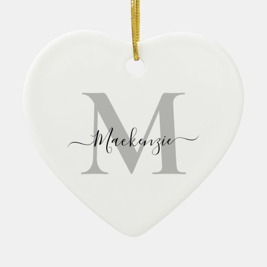 Het monogram Initiaal Naam Hartstuk personaliseren Keramisch Ornament (Voorkant)