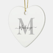 Het monogram Initiaal Naam Hartstuk personaliseren Keramisch Ornament (Links)