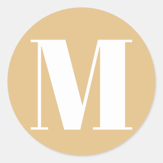 Het monogram initiaal nummer camel khaki aanpassen ronde sticker (Voorkant)