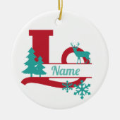 Het Monogram Initial Christmas Holiday Tree Orname Keramisch Ornament (Voorkant)
