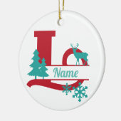 Het Monogram Initial Christmas Holiday Tree Orname Keramisch Ornament (Links)