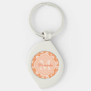 Het Monogram Leuke Oranje Daisy Flowers van Girly Sleutelhanger