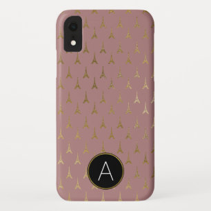 Het monogram nam Gouden en Gouden Folie Parijs Case-Mate iPhone Case