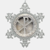 Het monogram van Christus Tin Sneeuwvlok Ornament (Voorkant)