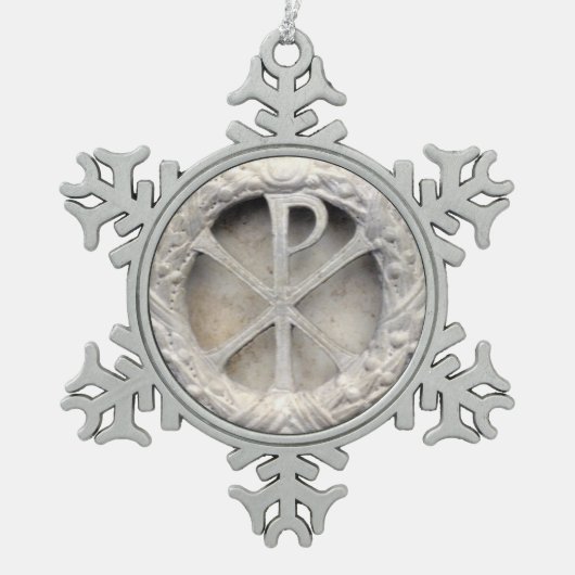 Het monogram van Christus Tin Sneeuwvlok Ornament (Voorkant)