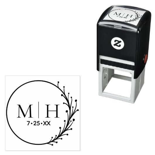 Het Monogram van de bruiloft sparen de Datum Geper Zelfinktende Stempel (In situ)
