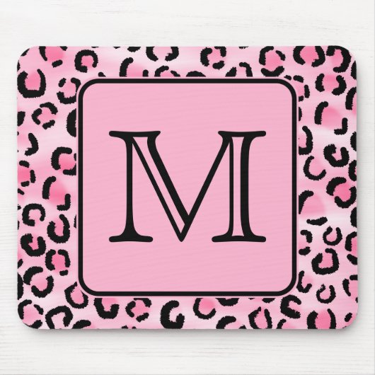 Het Monogram van de douane. De zwarte en Roze Druk Muismat (Voorkant)