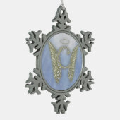 Het Monogram van de Engel van de brief C Tin Sneeuwvlok Ornament (Links)