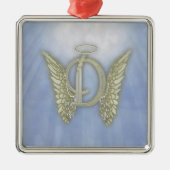 Het Monogram van de Engel van de brief D Metalen Ornament (Voorkant)