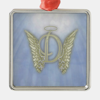 Het Monogram van de Engel van de brief D Metalen Ornament