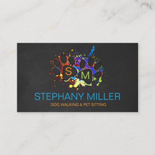Het Monogram van de Schilder van de kleur Splatter Visitekaartje (Voorkant)