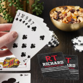 Het Monogram van de speler (naam + initialen) op v Pokerkaarten (Insitu)
